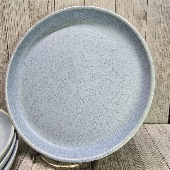 Vtg Style Mikasa Mayer Blue Speckle Salad Plates Stoneware 8.25" DIA Set of 4 - Picture 2 of 10